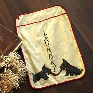 Vintage 1950s Laundry Bag, Scottie Dog, Scottish Terrier Clothing Pouch